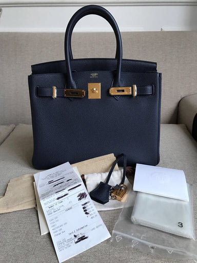 Hermès Birkin 30 Bleu Nuit Togo Gold Hardware GHW X Stamp 2016 <!18967751> - The French Hunter