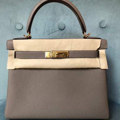 Hermès Kelly 28 Gris Perle Evercolor Gold Hardware GHW — The French Hunter