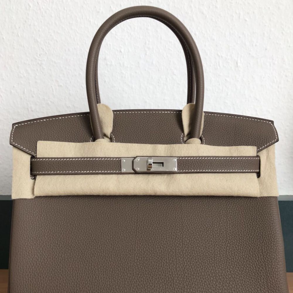 Hermes Birkin bag 30 Etoupe grey Togo leather Gold hardware