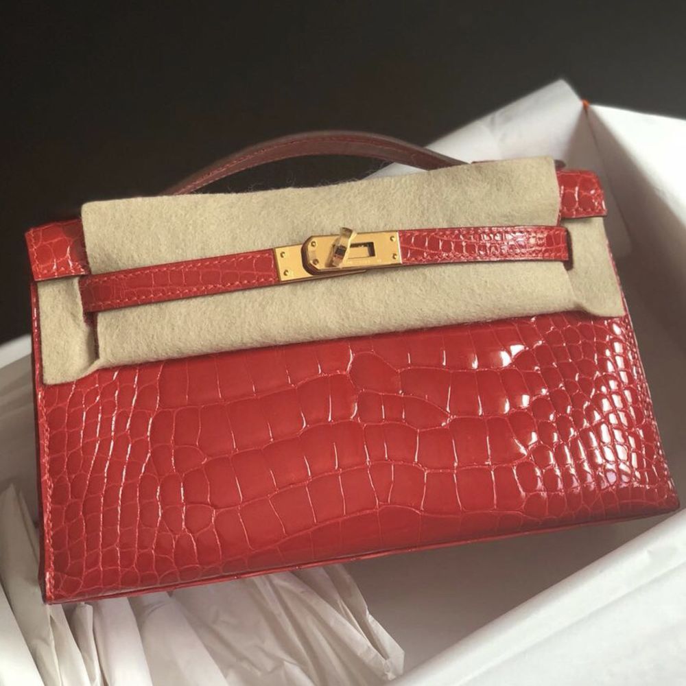 Hermes Kelly Long Wallet Red Leather Silver Hardware Ladies