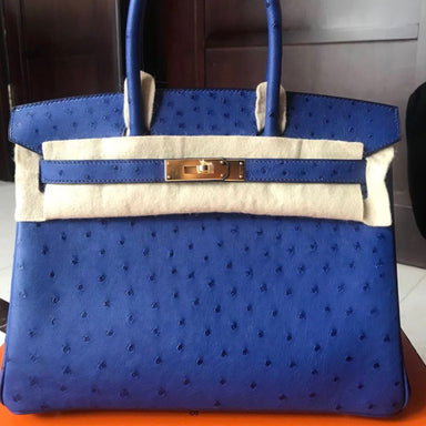 Hermès Birkin 30 Bleu Saphir Ostrich Gold Hardware GHW C Stamp 2018 <!29485783> - The French Hunter