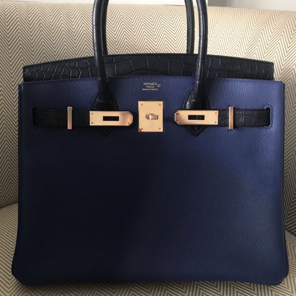 Hermes Birkin Bag 30cm Navy Blue Nuit Togo Gold Hardware