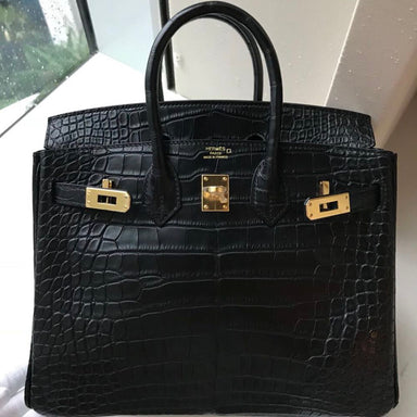 Hermès Birkin 25 Noir (Black) Alligator Mississippi Matte Gold Hardware GHW C Stamp 2018 <!30351712> - The French Hunter