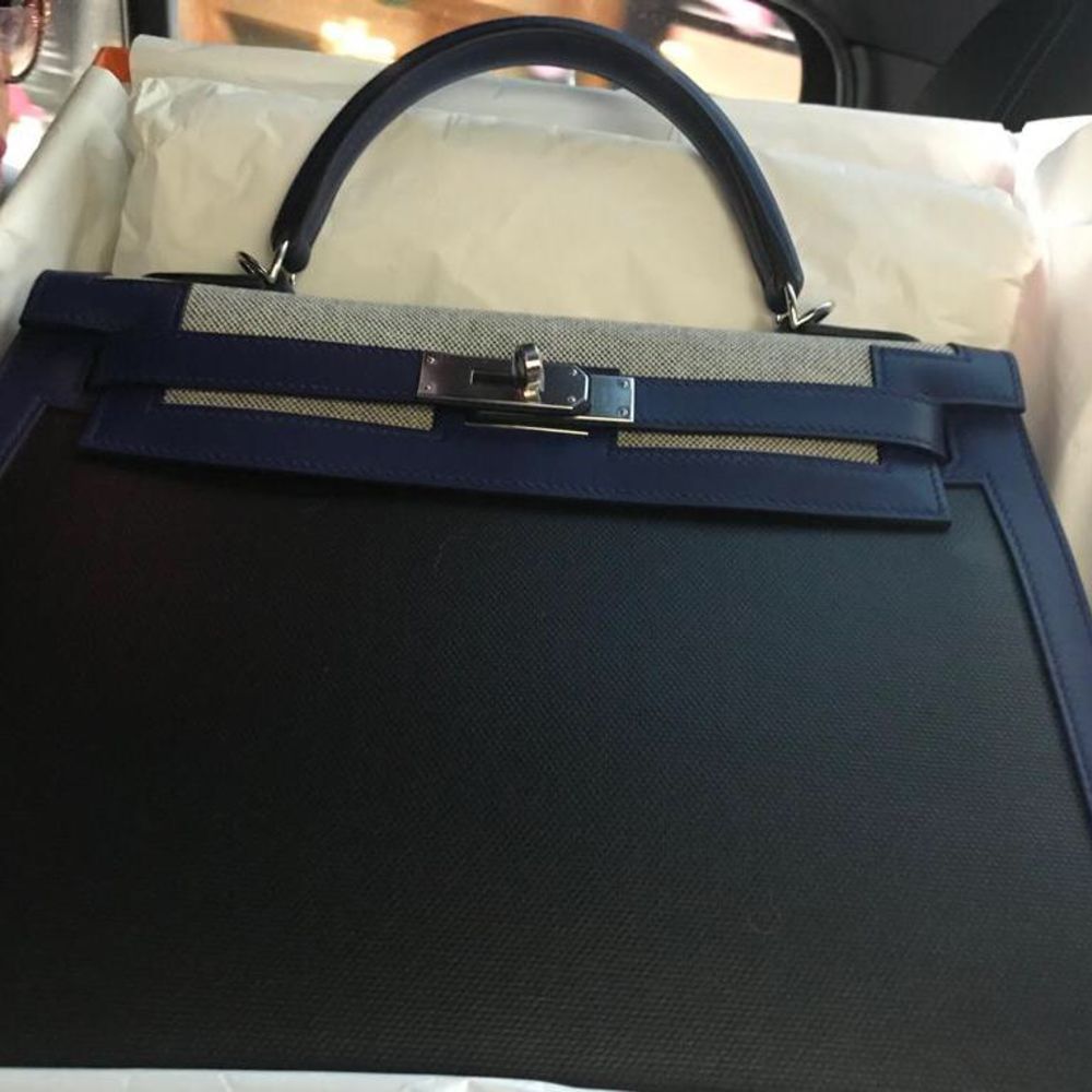 Hermes Kelly 25 Sellier Bleu Saphir Epsom Gold Hardware #A