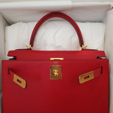 Hermes Special Order (HSS) Kelly Sellier 28 Gris Mouette Verso Togo Brushed  Palladium Hardware