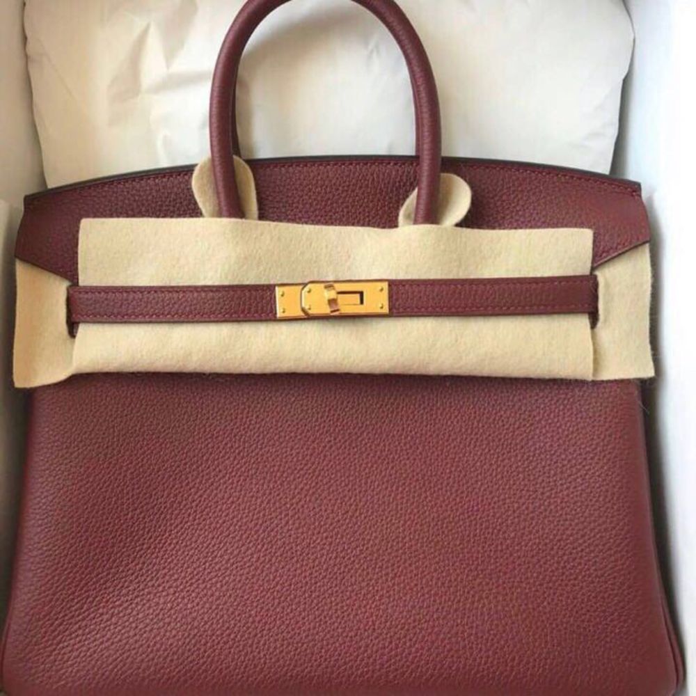 Hermes Birkin 25 Bag in Togo Leather with Gold Hardware-Brown