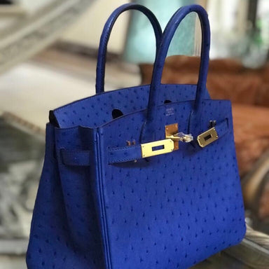 Hermès Birkin 30 Bleu Saphir Ostrich Gold Hardware GHW C Stamp 2018 - The French Hunter