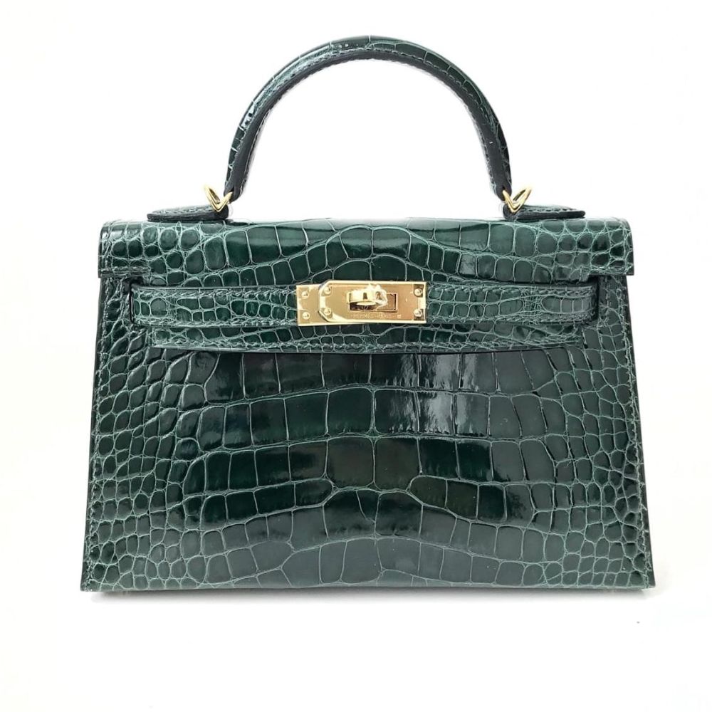 Hermès Kelly 20 Vert Cyprès Sellier Alligator Mississippi Matte Gold H —  The French Hunter