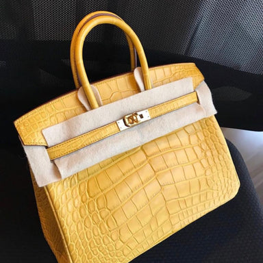 Hermès Birkin 25 Ambre Alligator Mississippi Matte Gold Hardware GHW C Stamp 2018 - The French Hunter