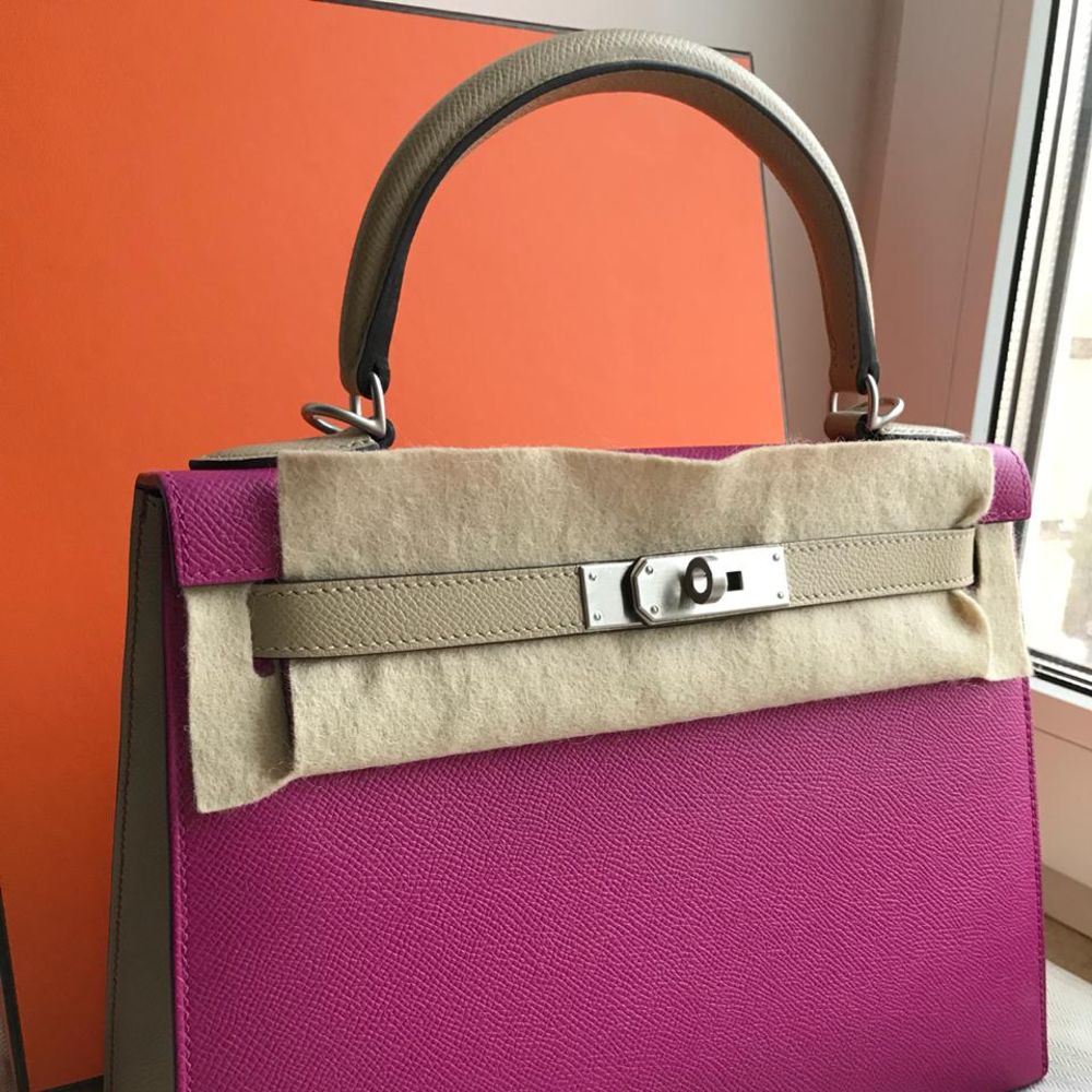 Hermes HSS Etoupe + Purple Togo GHW Birkin 30 Handbag Bag Kelly