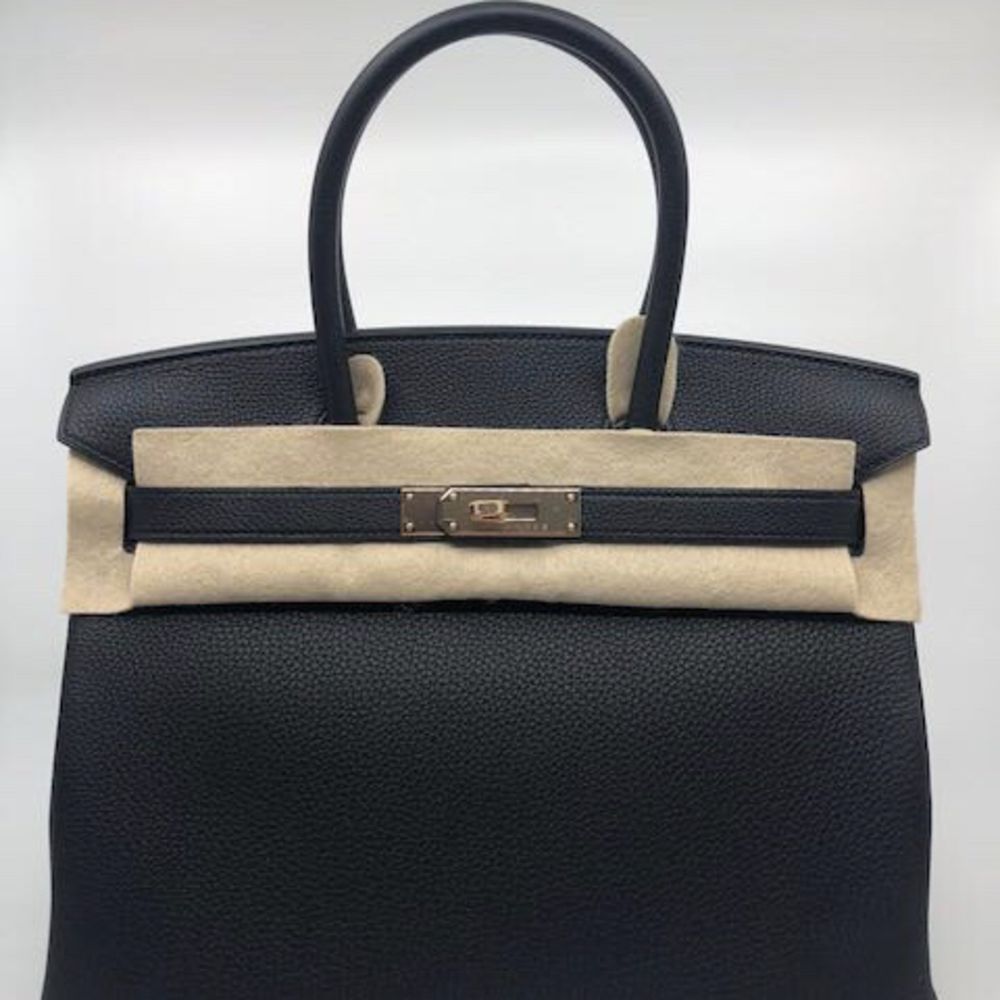 Hermes Birkin 30 Bag Black Rose Gold Hardware Togo Leather For