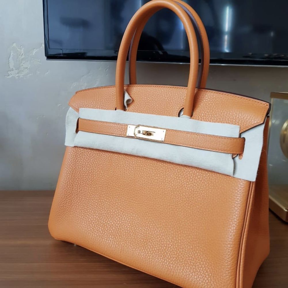 Hermes Birkin Bag 30cm Orange Clemence Gold Hardware