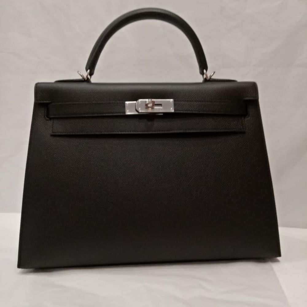 Hermès Kelly 32 Noir (Black) Sellier Epsom Palladium Hardware PHW — The  French Hunter