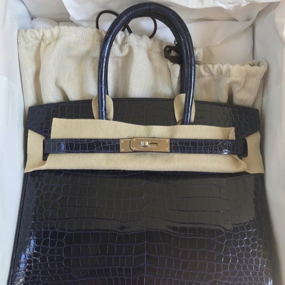 HERMÈS Birkin 30 Bleu Sapphire Shiny Nilo Crocodile PHW