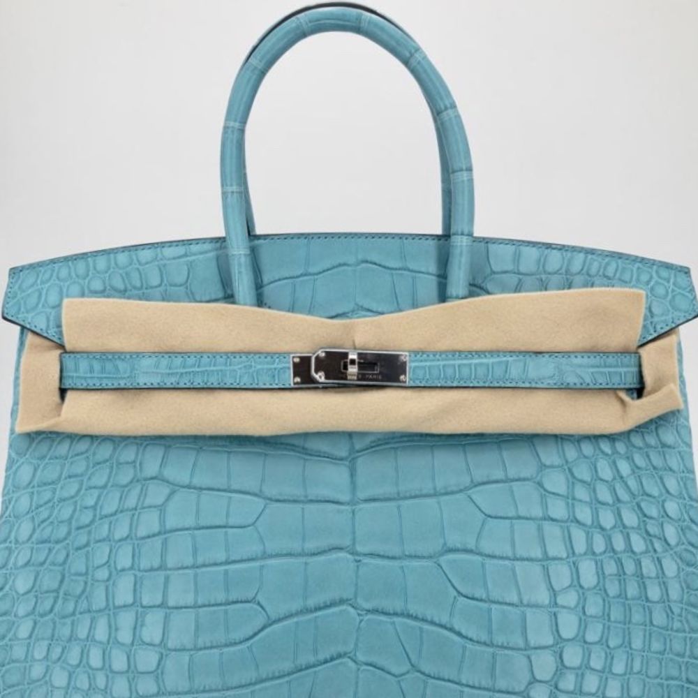 Hermes 35cm Matte Blue Tempete Alligator Birkin Bag with Palladium, Lot  #58076
