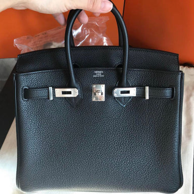 Hermès Birkin 25 Noir (Black) Togo Palladium Hardware PHW C Stamp 2018 - The French Hunter