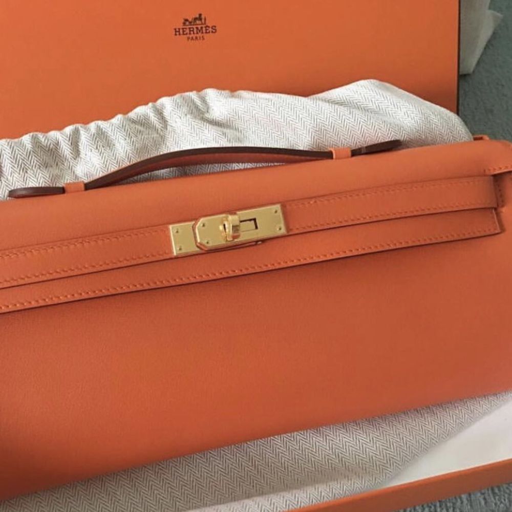 Hermès Kelly Orange H Swift Cut Gold Hardware, 2016 (Very Good), Womens Handbag