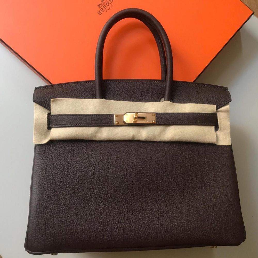 Hermes Birkin Togo 30 Women's Leather Bag - 30-BLACK-TOGO-GOLD