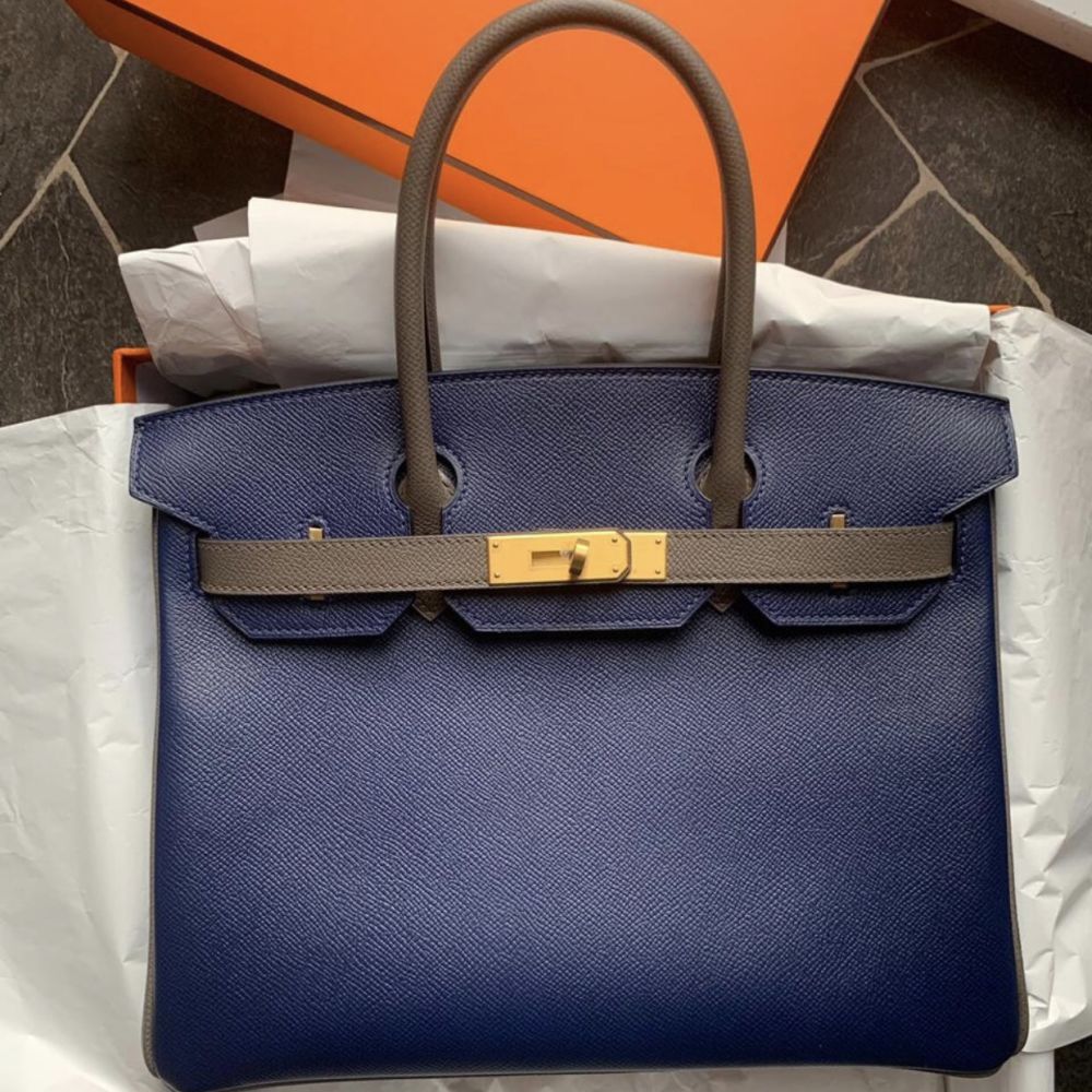 Hermes Birkin Bag 30cm HSS Gris Tourterelle / Blue Sapphire