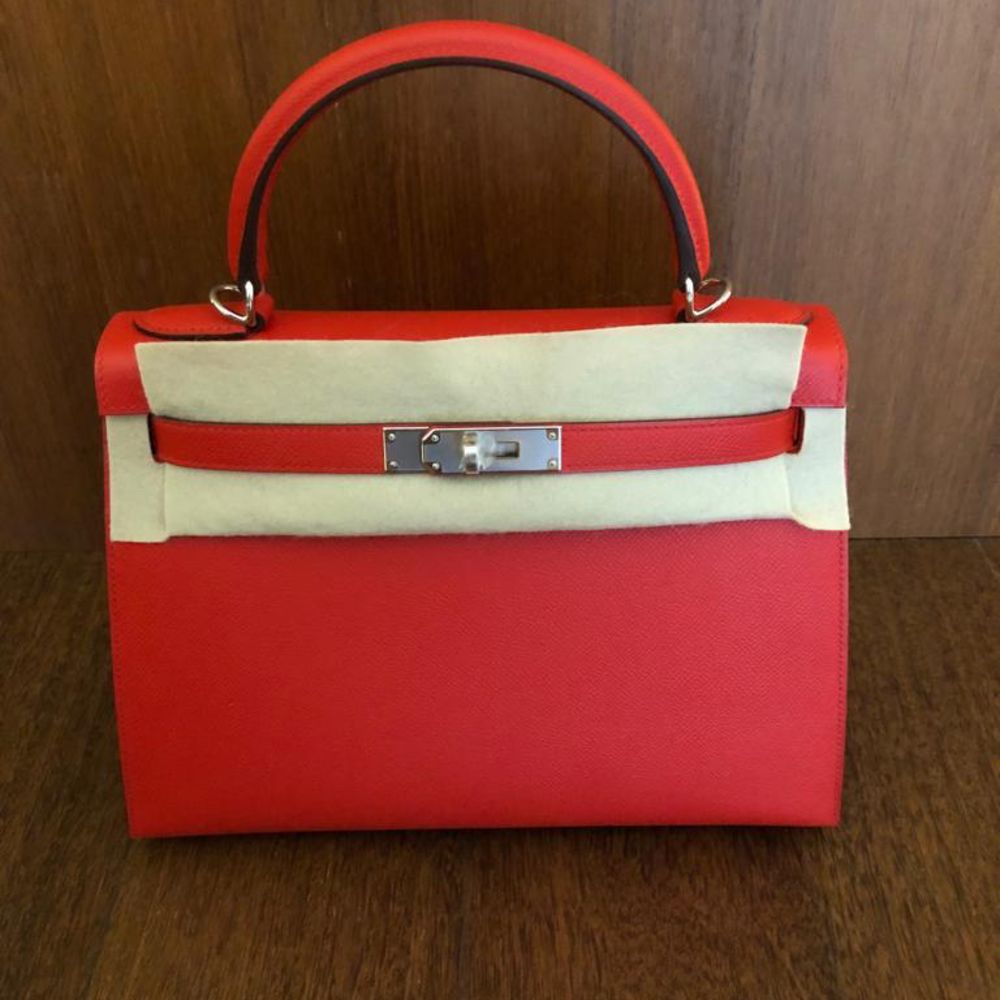 Hermes Kelly 25 Rouge de Coeur Red Sellier Epsom Leather Gold