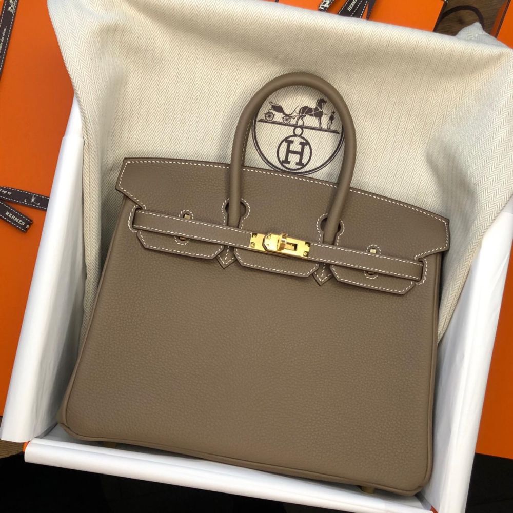 Hermes Birkin 25cm Beige Etoupe Togo with Gold Hardware Handbag (OPRXZ) 144020008211 DO/DE