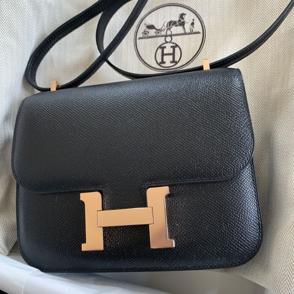 Hermes Constance Mini 18 Bag Noir Epsom Rose Gold HW - Store Fresh