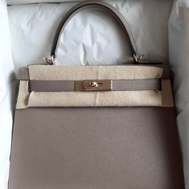 Hermes Special Order (HSS) Kelly Sellier 32 Gris Asphalte Verso Epsom  Permabrass Hardware