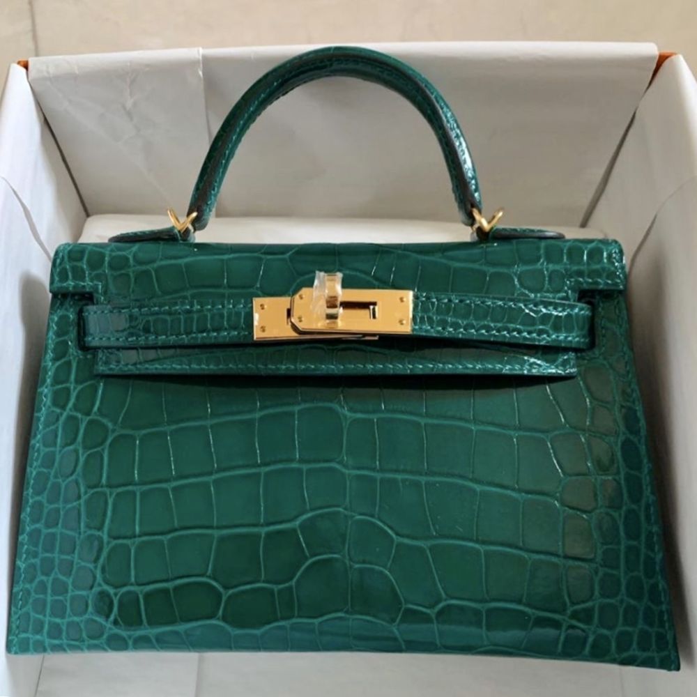 Hermes Mini Kelly 20cm Bag Alligator Leather Mustard Yellow. - Nadine  Collections
