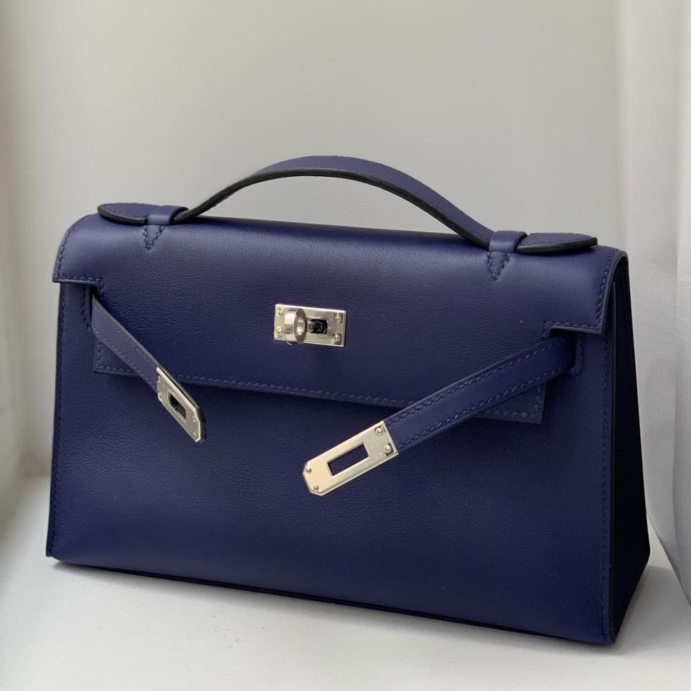 Hermes Birkin Handbag Bleu Saphir Swift with Palladium Hardware 25 Blue