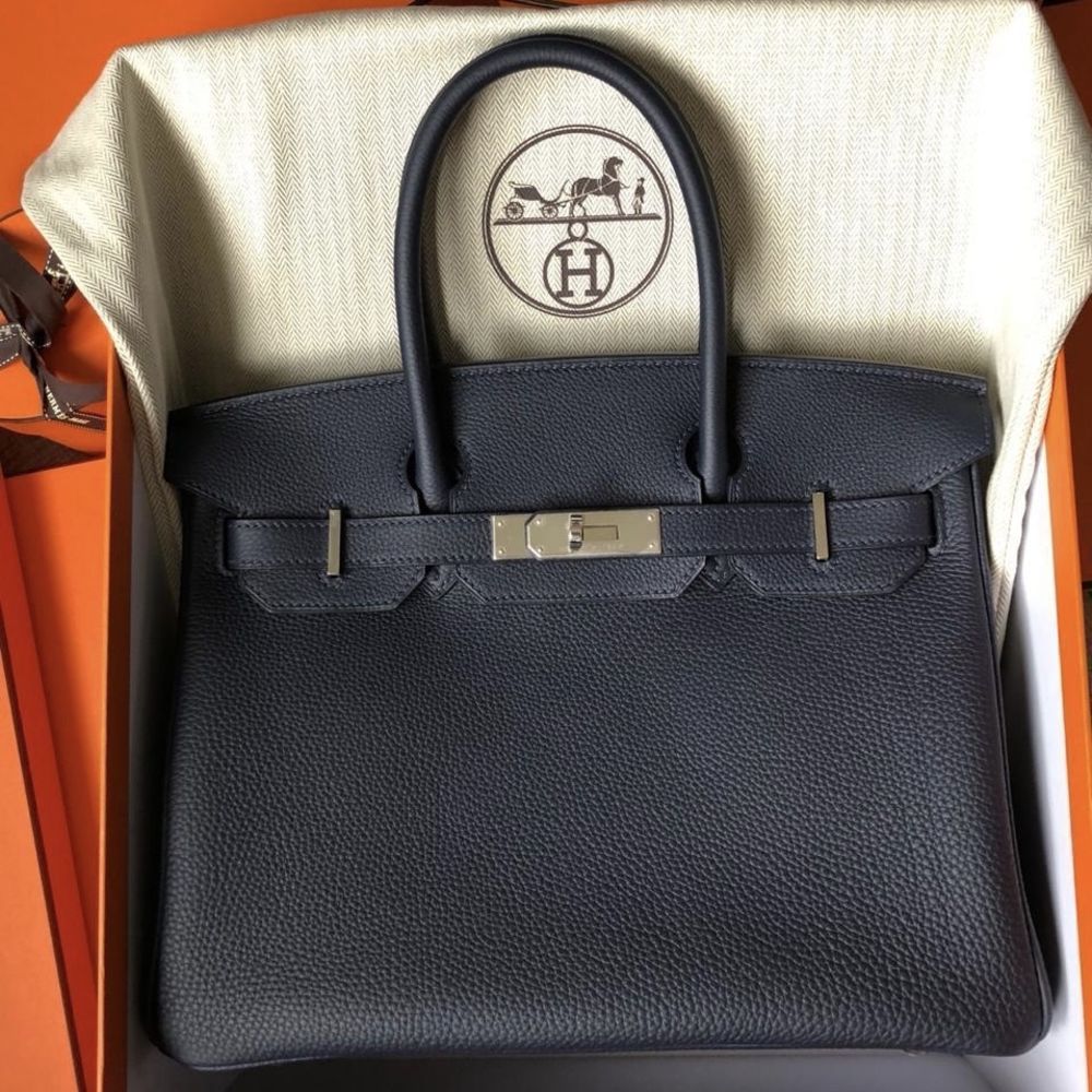Hermes Birkin 25 Bag Black Palladium Hardware Togo Leather