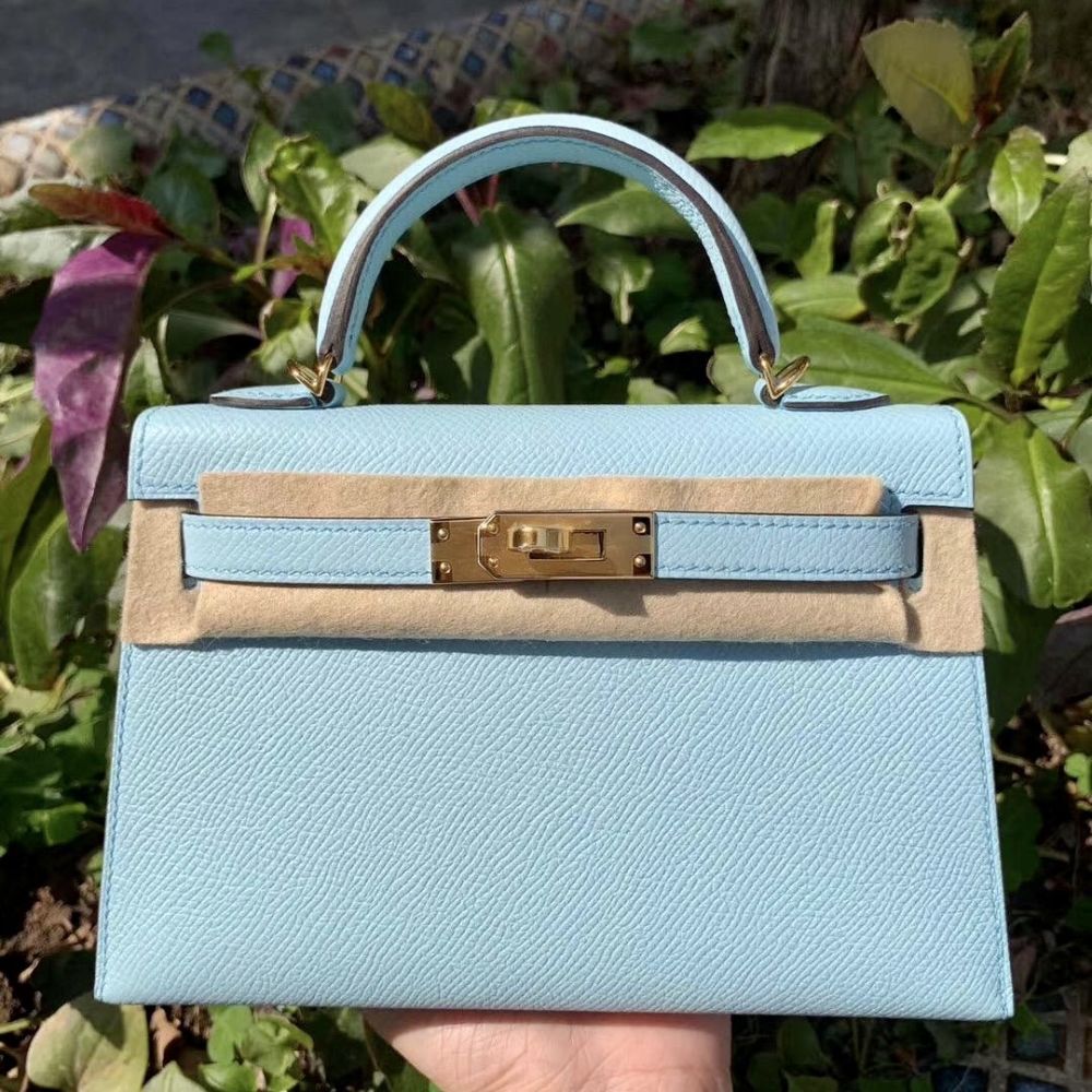 Hermes Vintage Kelly 20 Sellier Mini Blue de France Courchevel Gold Ha –  Mightychic