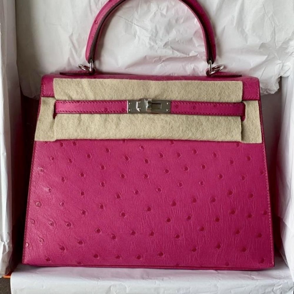 Hermes style kelly bags pink ostrich handbags