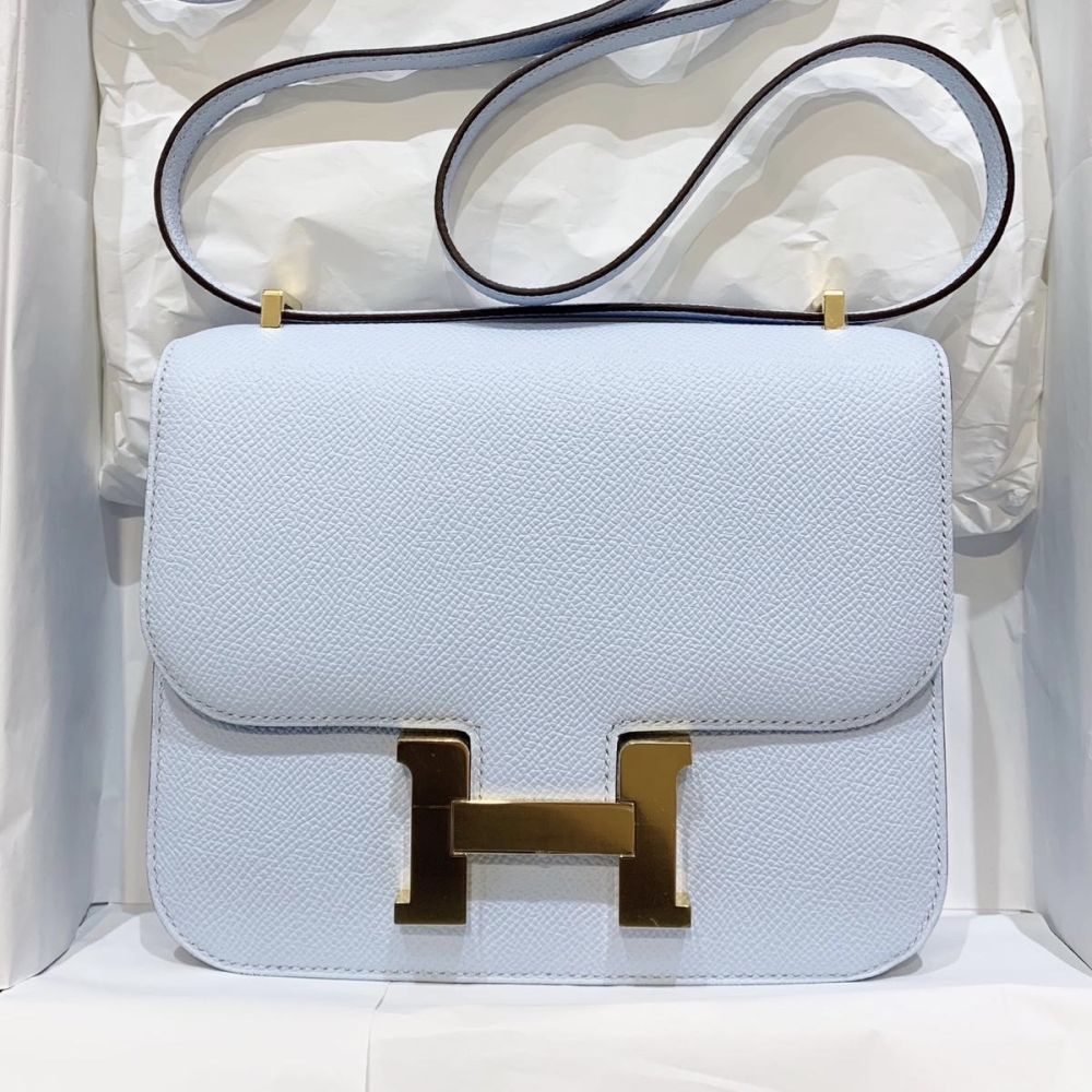 Hermes Constance Bag 18cm Blue Glacier Epsom Gold Hardware