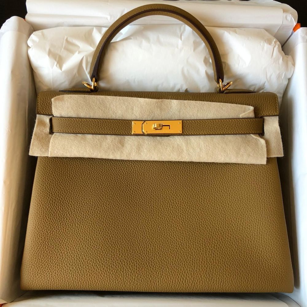 Hermes Kelly Bag Togo Leather Gold Hardware In Orange