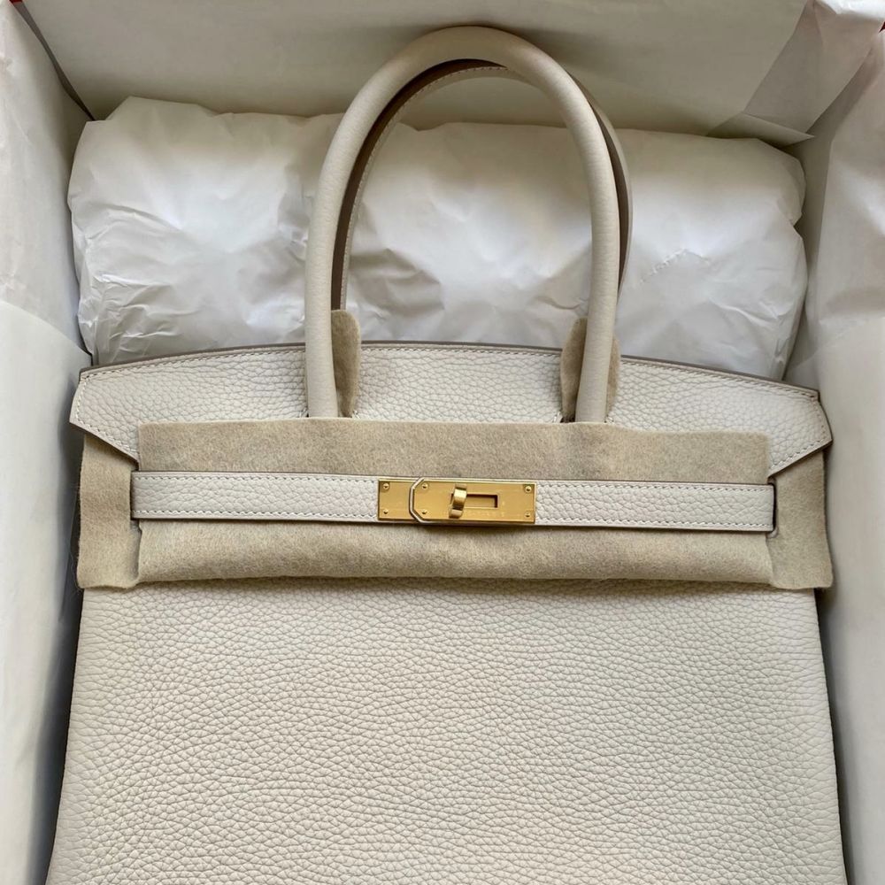 Hermes Birkin bag 35 Craie Clemence leather Gold hardware