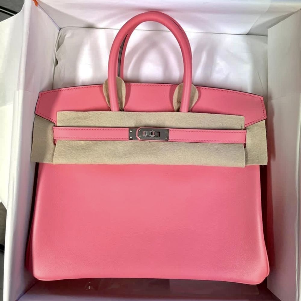 Hermes Birkin Handbag Rose Azalée Swift with Palladium Hardware 25