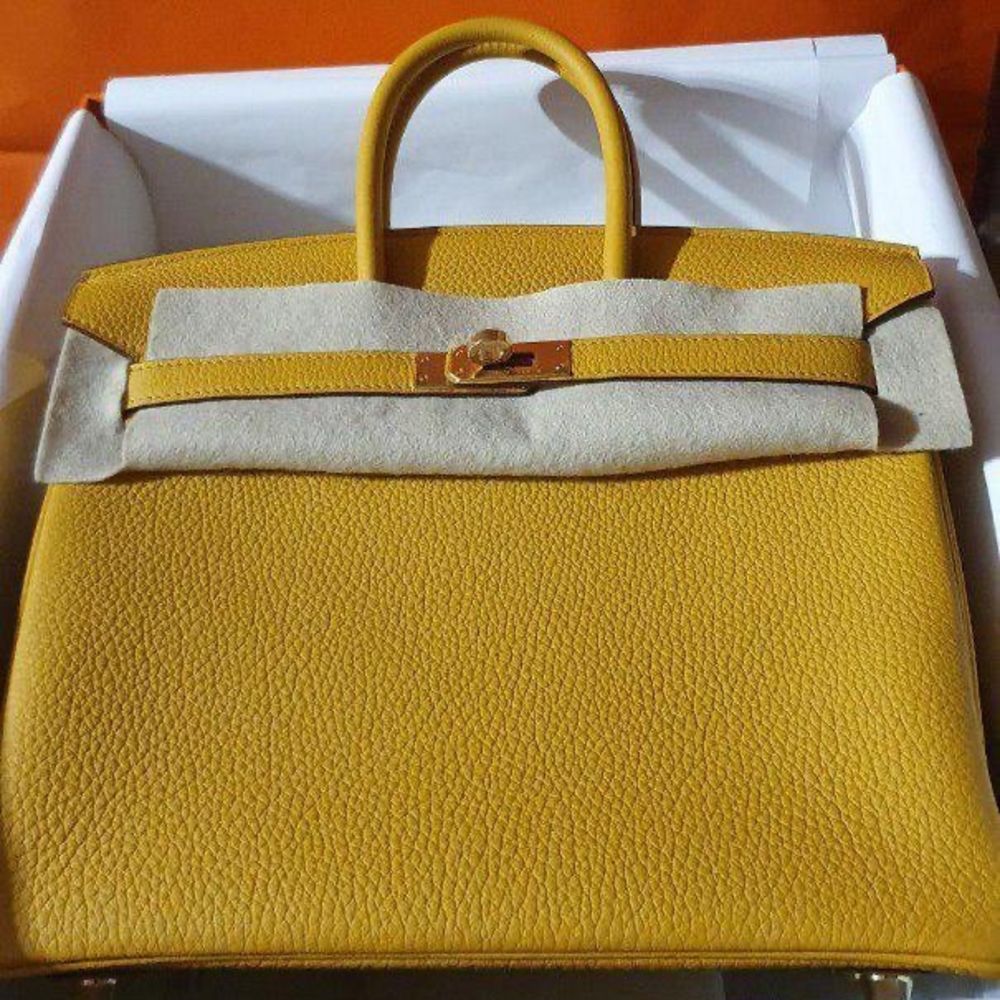Hermes Jaune Ambre Togo GHW Birkin 25 Handbag
