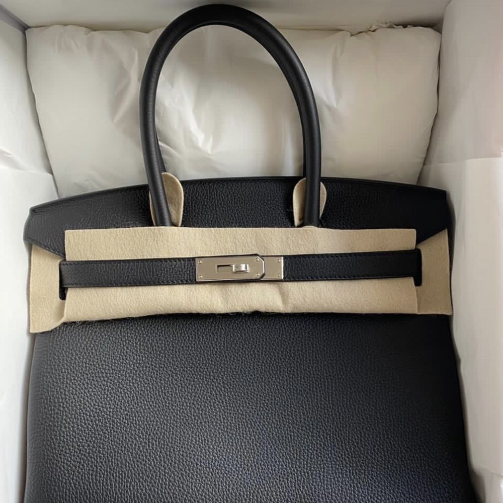 Hermes Black Noir Togo GHW Birkin 25 Handbag