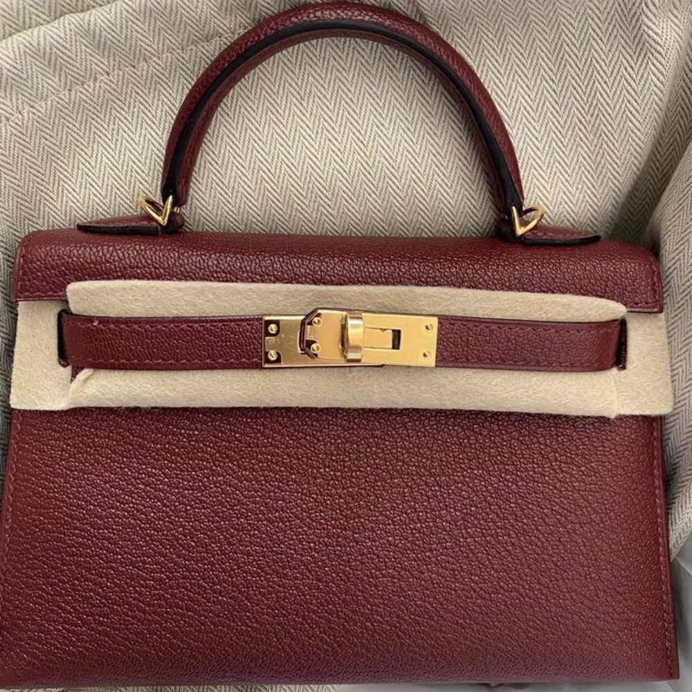 62292 auth HERMES Tri-Color Rouge H Vif Marine KELLY 32 SELLIER Bag red  blue Box