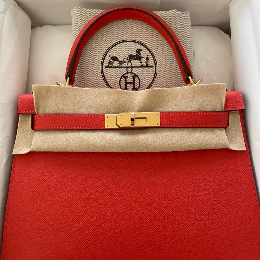 HERMES Kelly 28 HSS Verso Sellier Trench/ Capucine GHW - Timeless Luxuries