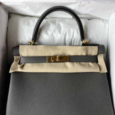 Hermès Kelly 28 Gris Mouette Sellier Epsom Gold Hardware GHW — The French  Hunter