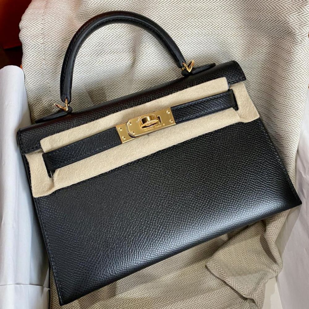 Hermes Kelly II Mini Bag Epsom Leather Gold Hardware In Grey