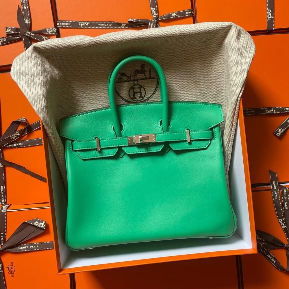 Hermès Birkin 25 Shadow Bag Menthe Swift Leather Green