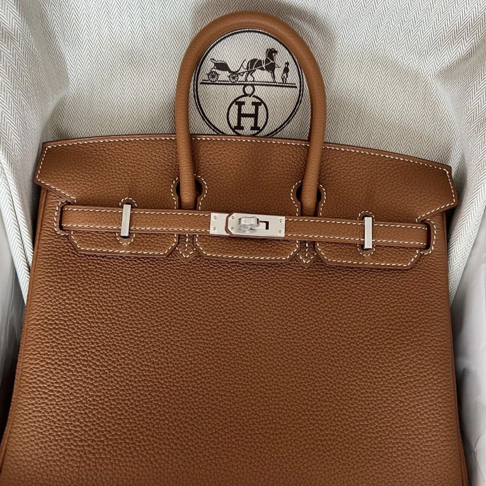 Hermes Birkin 25 Chai Bag Palladium Hardware Togo Leather